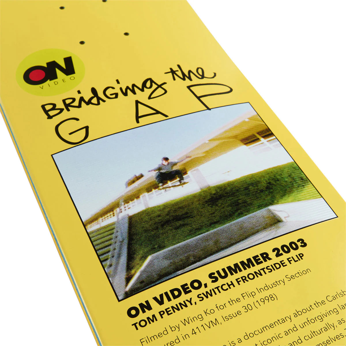 Yellow video cover with a skateboarder performing a trick, featuring 'ON Video' branding.