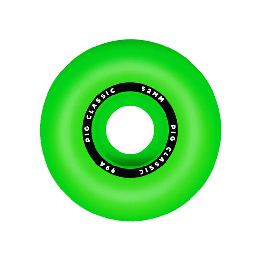 Green wheel with black text on a white background