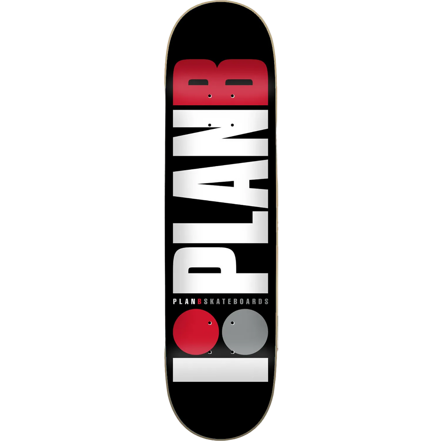 Skateboard deck with Plan B logo on a white background