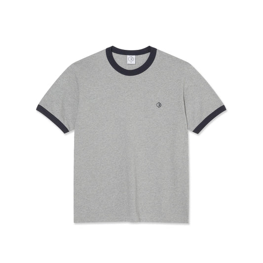 Camiseta Ringer Polar Skate Co. Gris jaspeado y azul marino