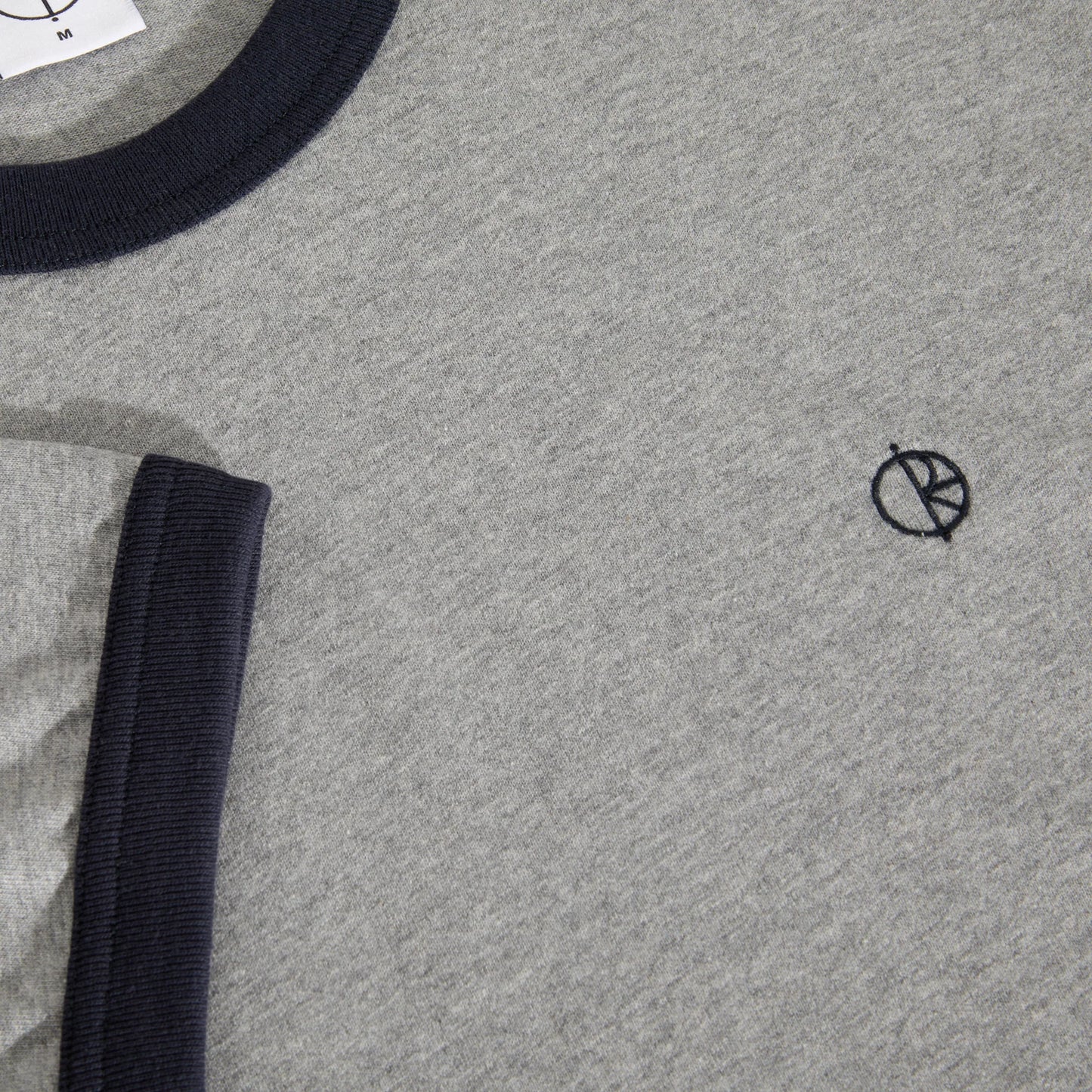 Camiseta Ringer Polar Skate Co. Gris jaspeado y azul marino