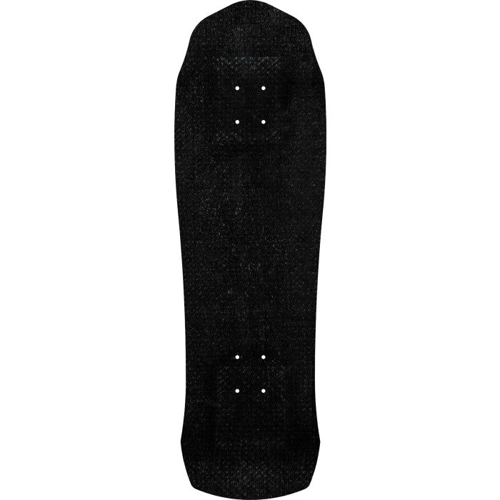 Black skateboard deck on a white background