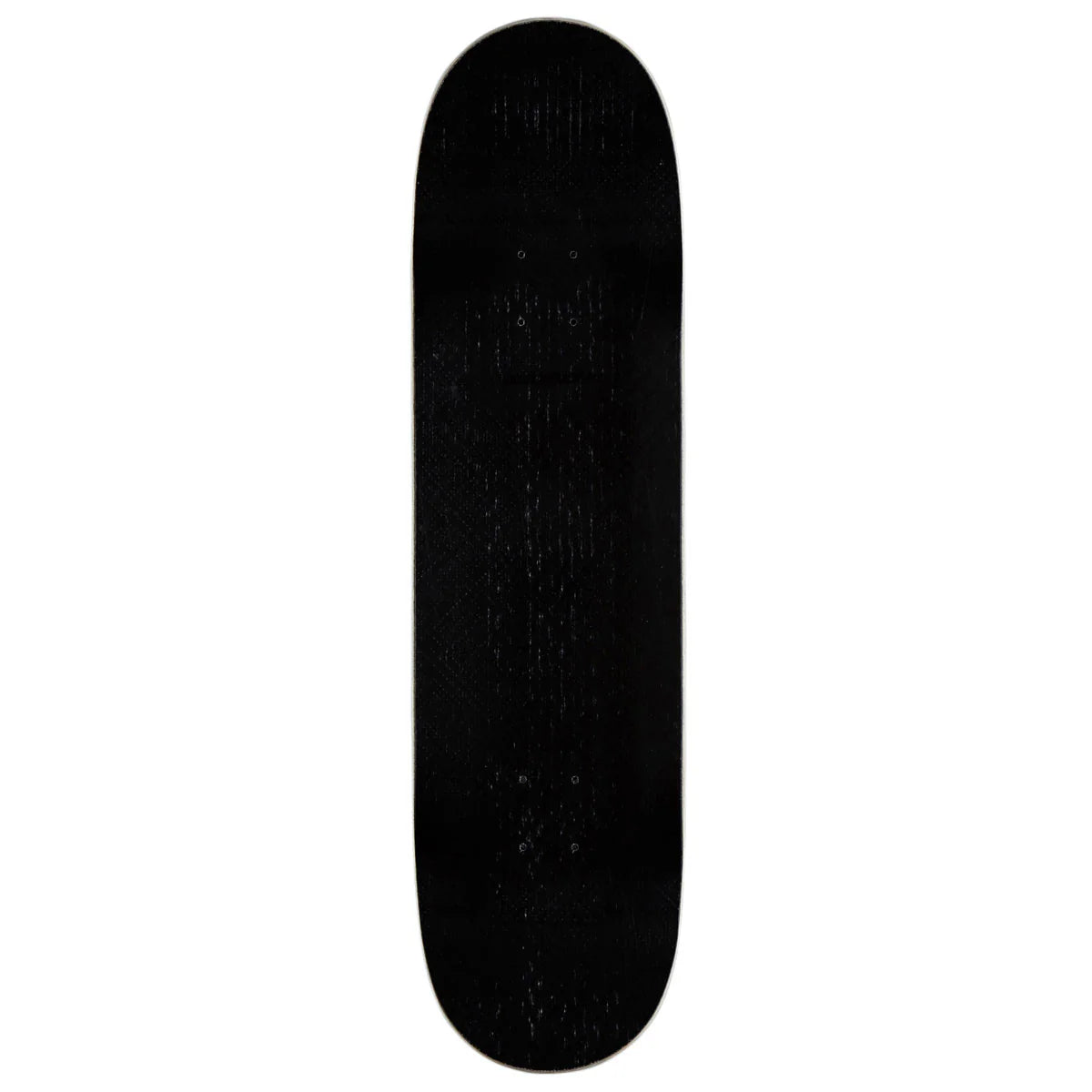 Black skateboard deck on a white background