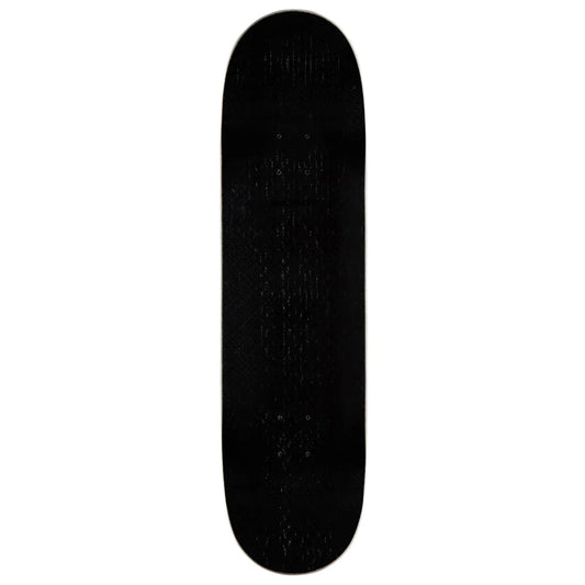 Black skateboard deck on a white background