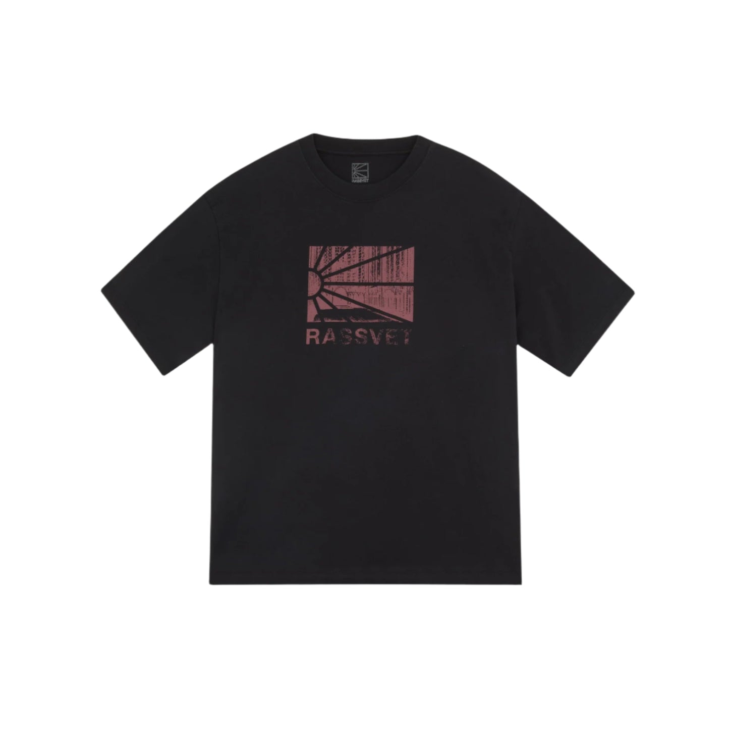 Black Tshirt with rassvet logo in red