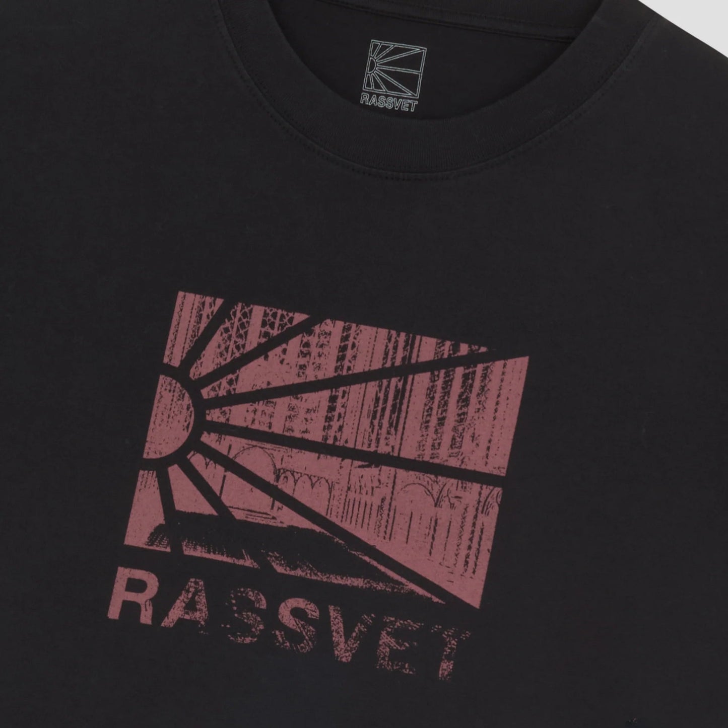 Black Tshirt with rassvet logo in red