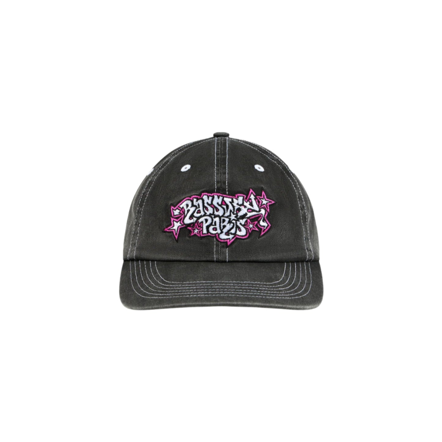 Gray and pink baseball cap