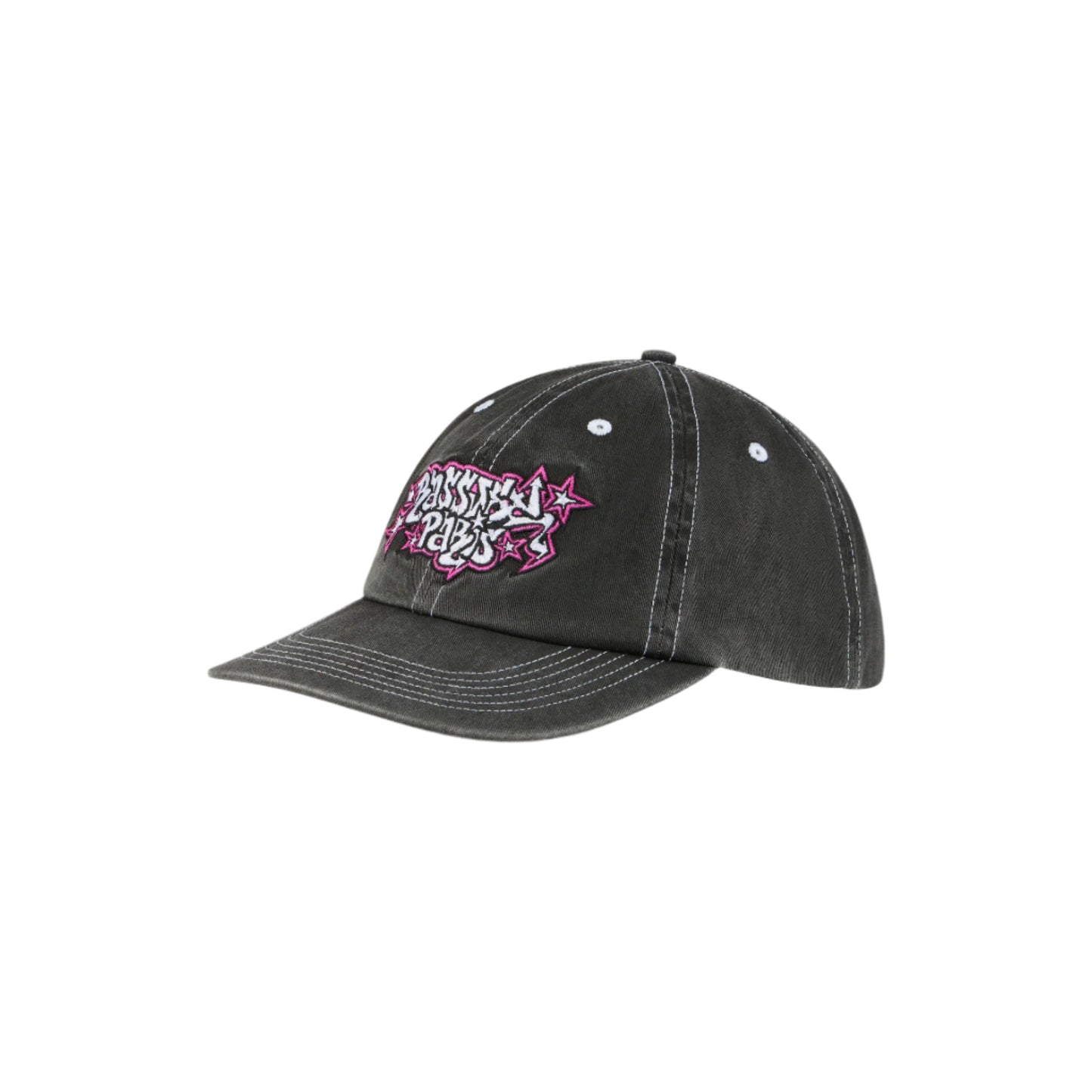 Gray and pink baseball cap