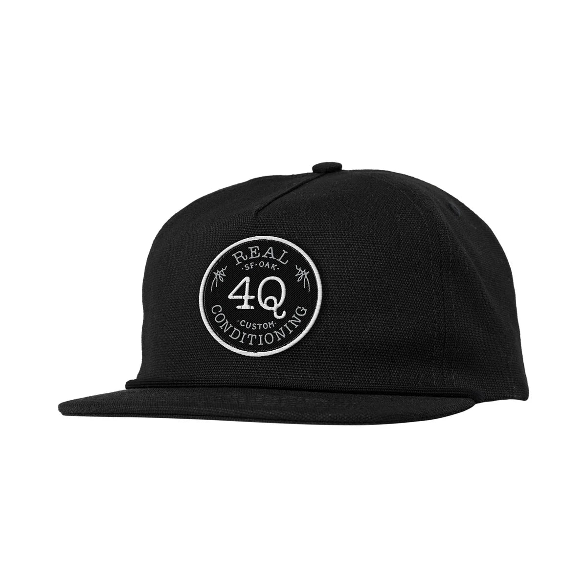 black cap with embroidered eagle design on a white background