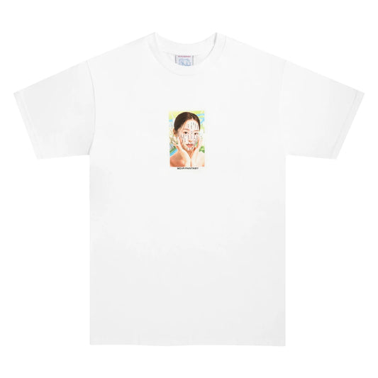 Camiseta blanca de ciencia ficción y fantasía con puntos de presión