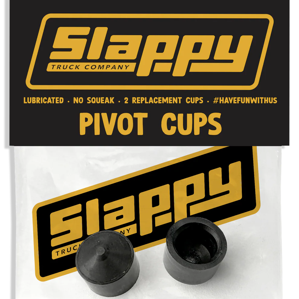 Slappy Pivot Cups packaging with two black pivot cups on a white background