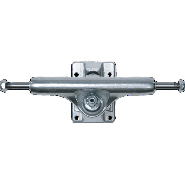 Metallic skateboard truck on a white background