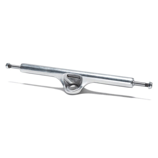 Metallic skateboard truck on a white background