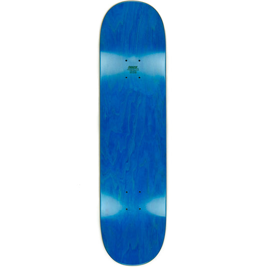 Blue skateboard deck on a white background