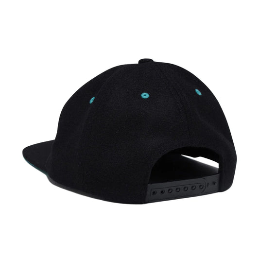 Black mesh cap on a white background