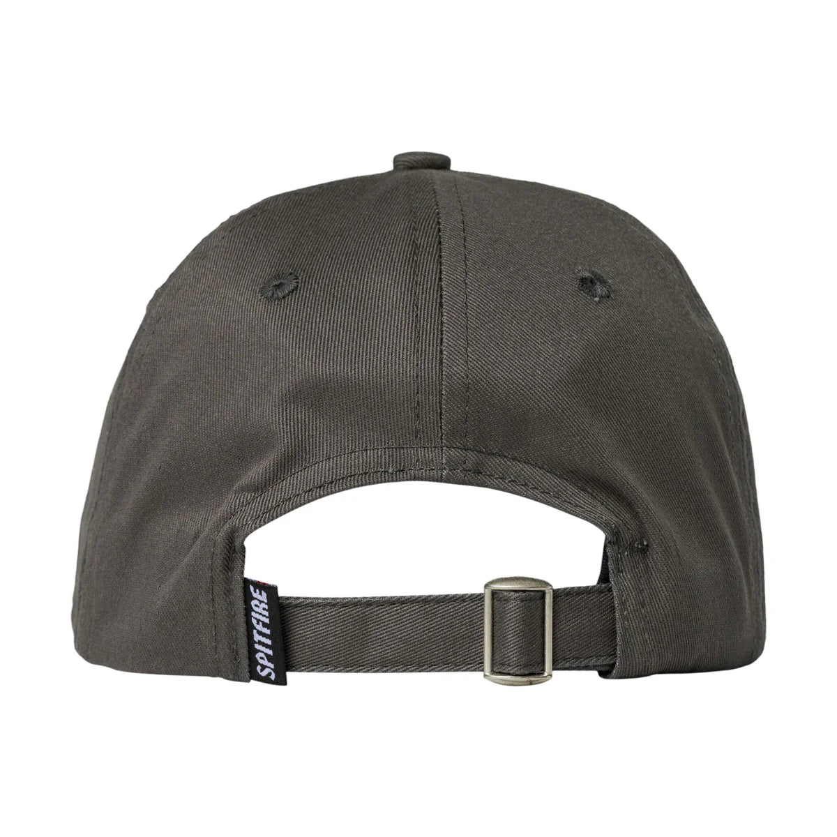 Dark gray cap with a strap and visible brand logo on a white background