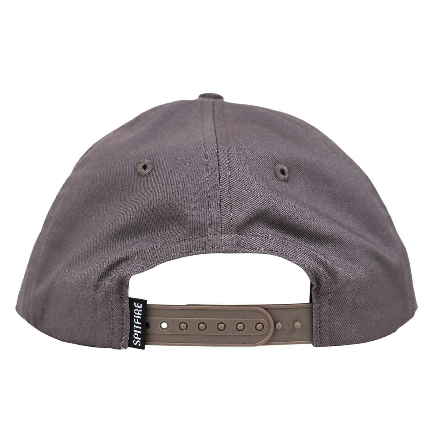 Gray cap with a brown strap and 'Smith' logo on a white background