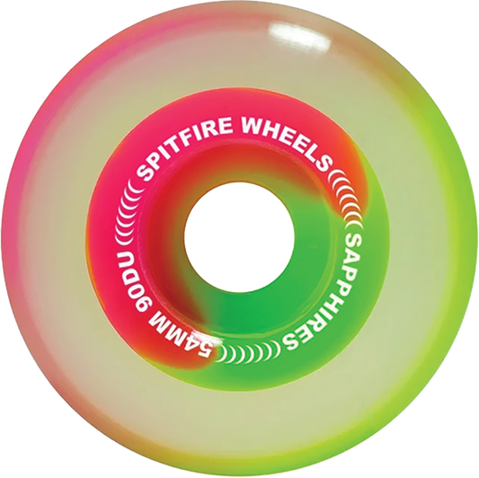 Green pink clear skateboarding wheels