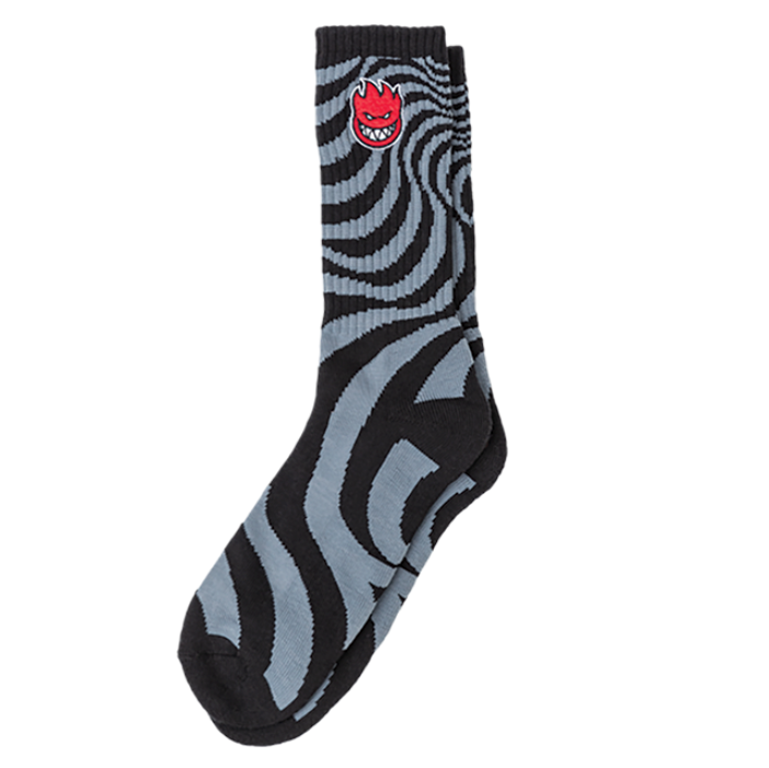 Spitfire Socks Bighead Fill Embroidered Swirl Black Charcoal Red