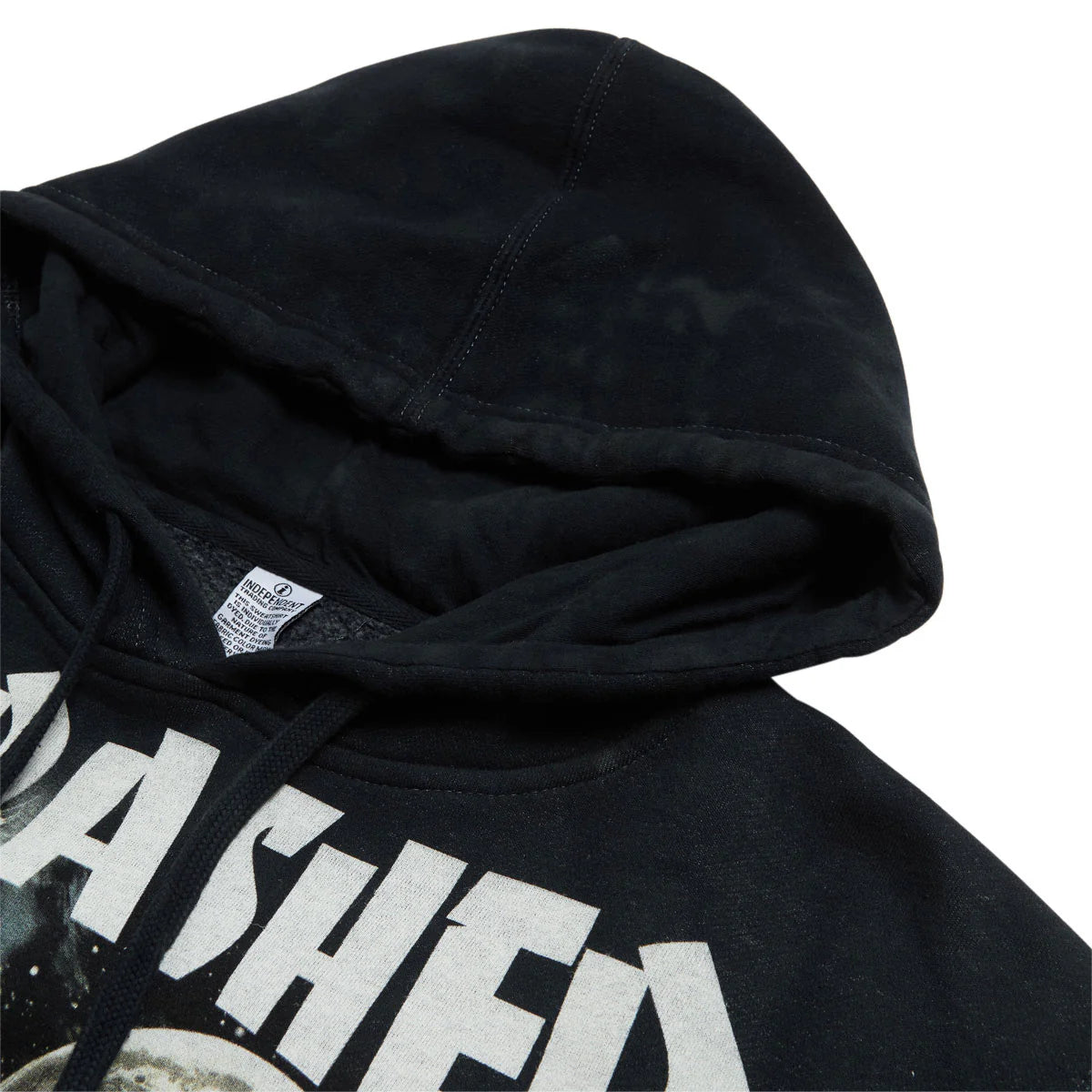 Black hoodie with text on a white background