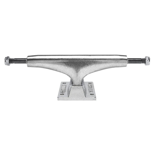 Metallic skateboard truck on a white background