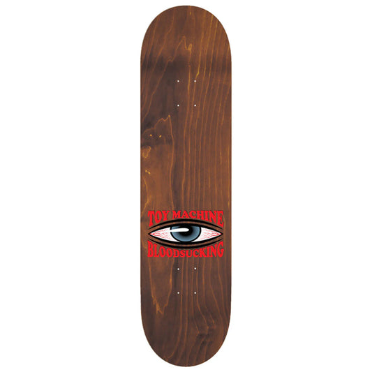 Wooden skateboard deck with a brand logo on a white background