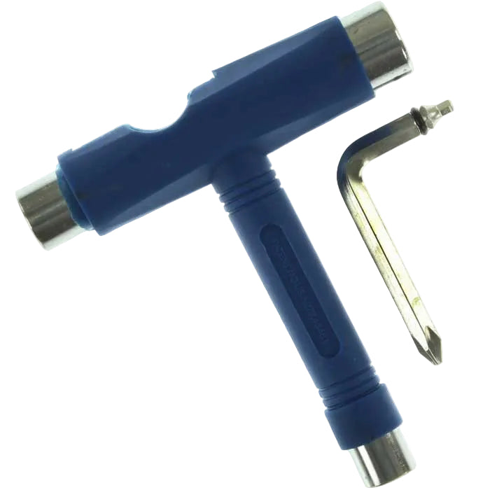Blue multi-tool with silver components on a white background, featuring the 'UNIT' brand logo.