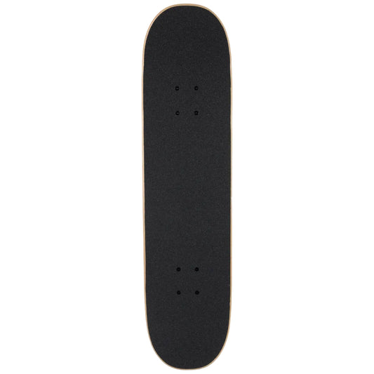 Black skateboard deck on a white background