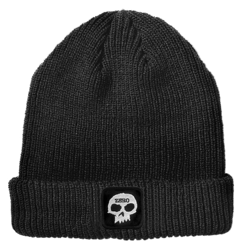 Zero Beanie Single Skull Patch Black