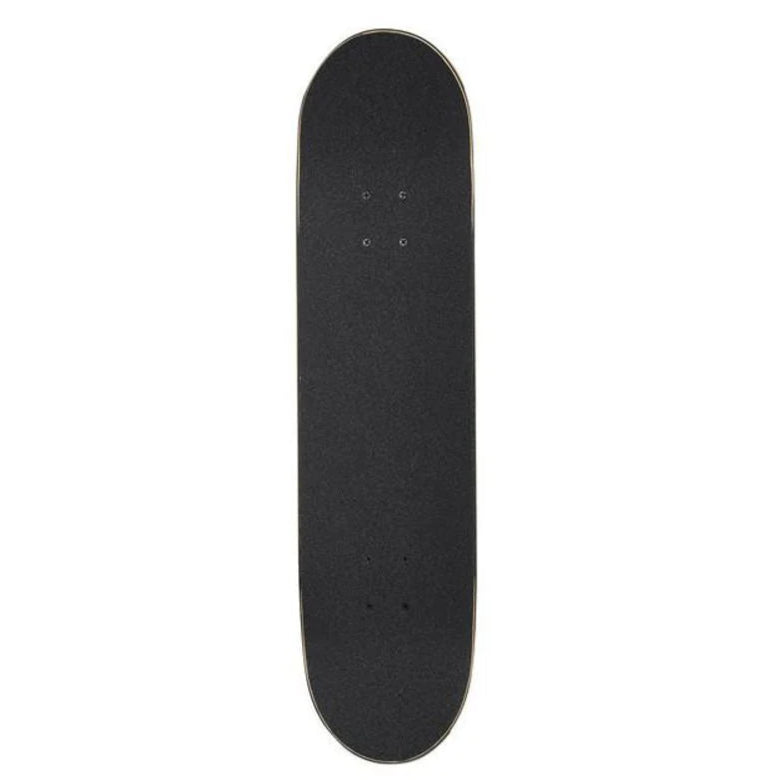 Black skateboard deck on a white background