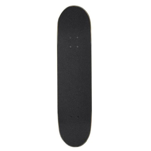 Black skateboard deck on a white background