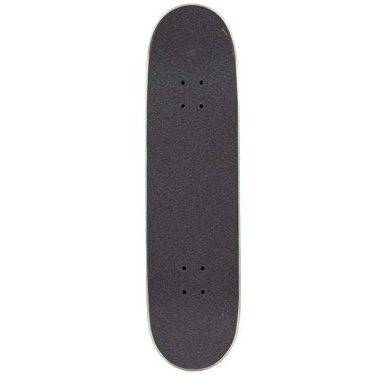 Black skateboard deck on a white background