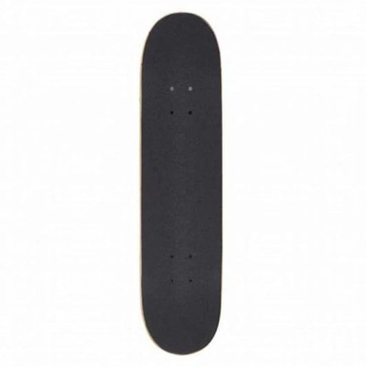 Black skateboard deck on a white background