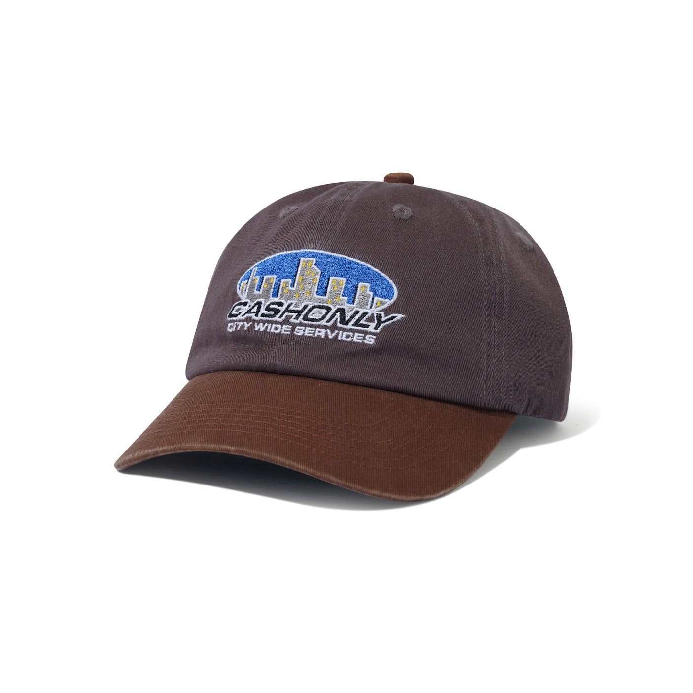 Brown cap with a logo on a white background