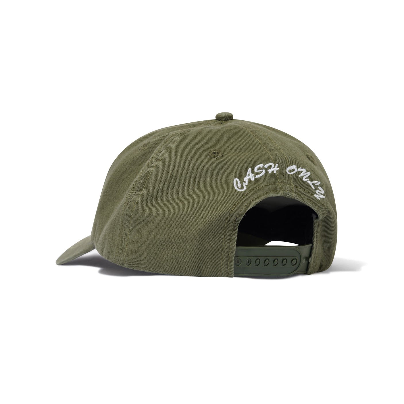 Green cap with 'Cash Only' text on a white background