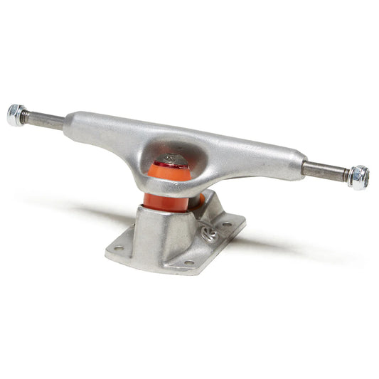 Metallic skateboard truck on a white background