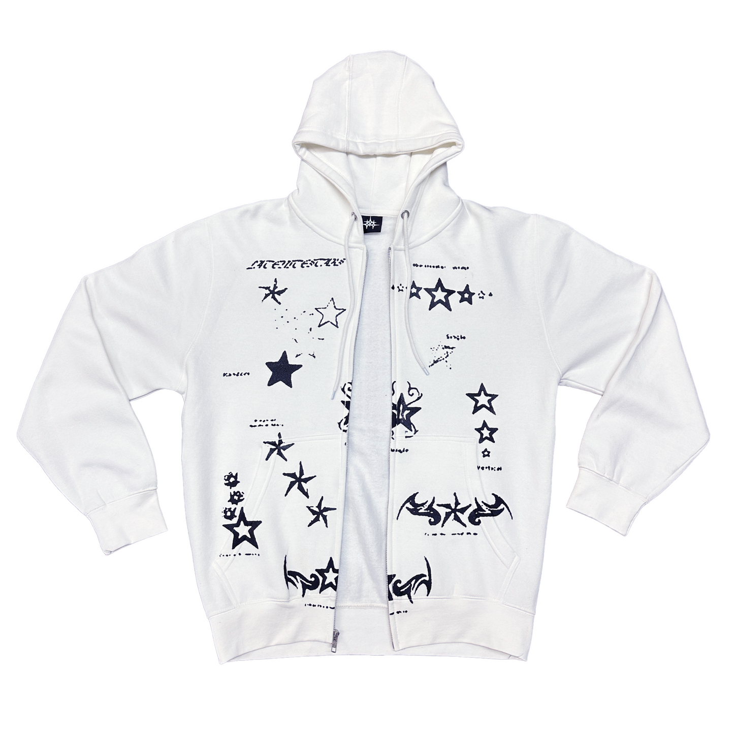 Late Nite Stars Hoodie Flash Zip Up White