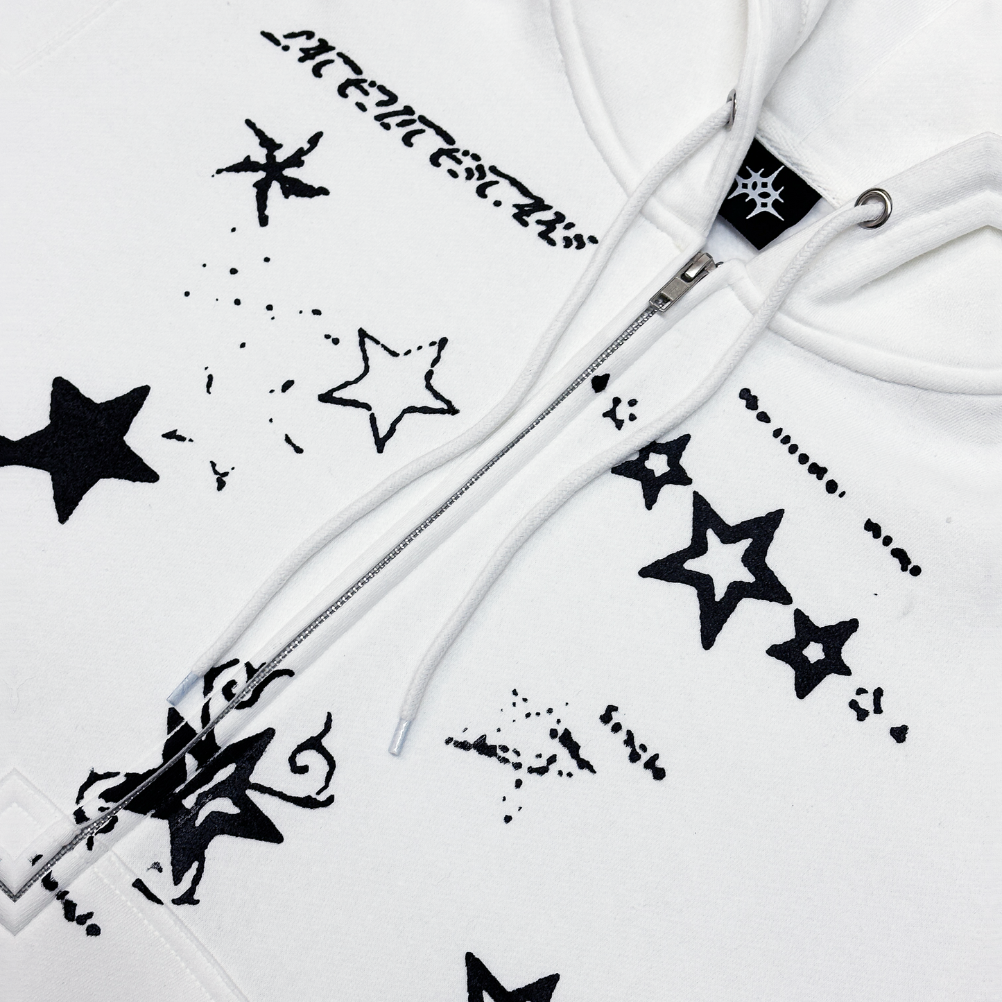 Late Nite Stars Hoodie Flash Zip Up White