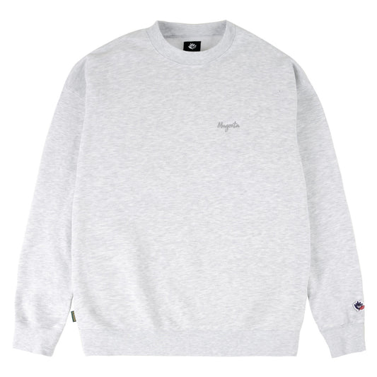 Magenta Script Crewneck Sweater Ash Grey