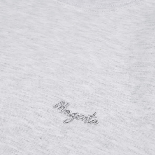 Magenta Script Crewneck Sweater Ash Grey