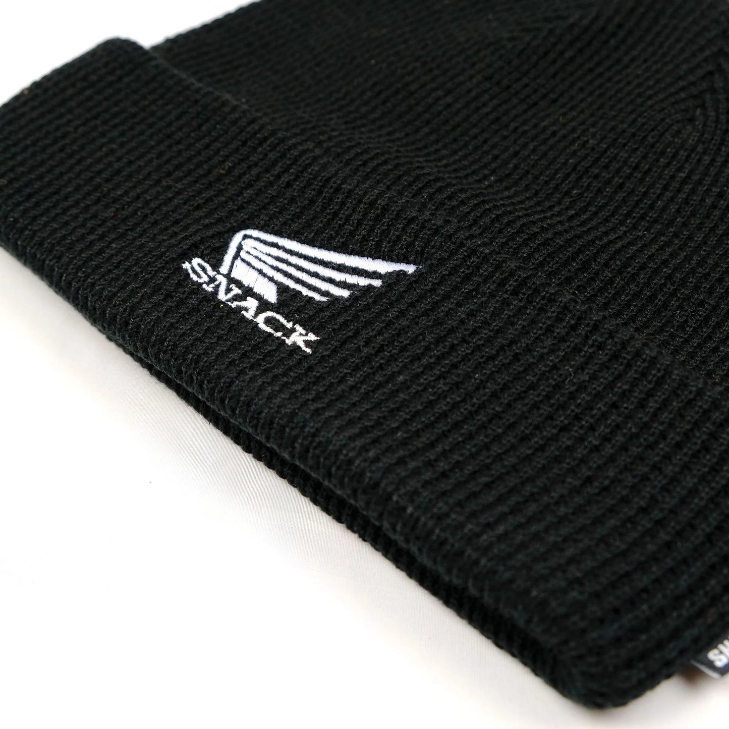 black knit woven beanie