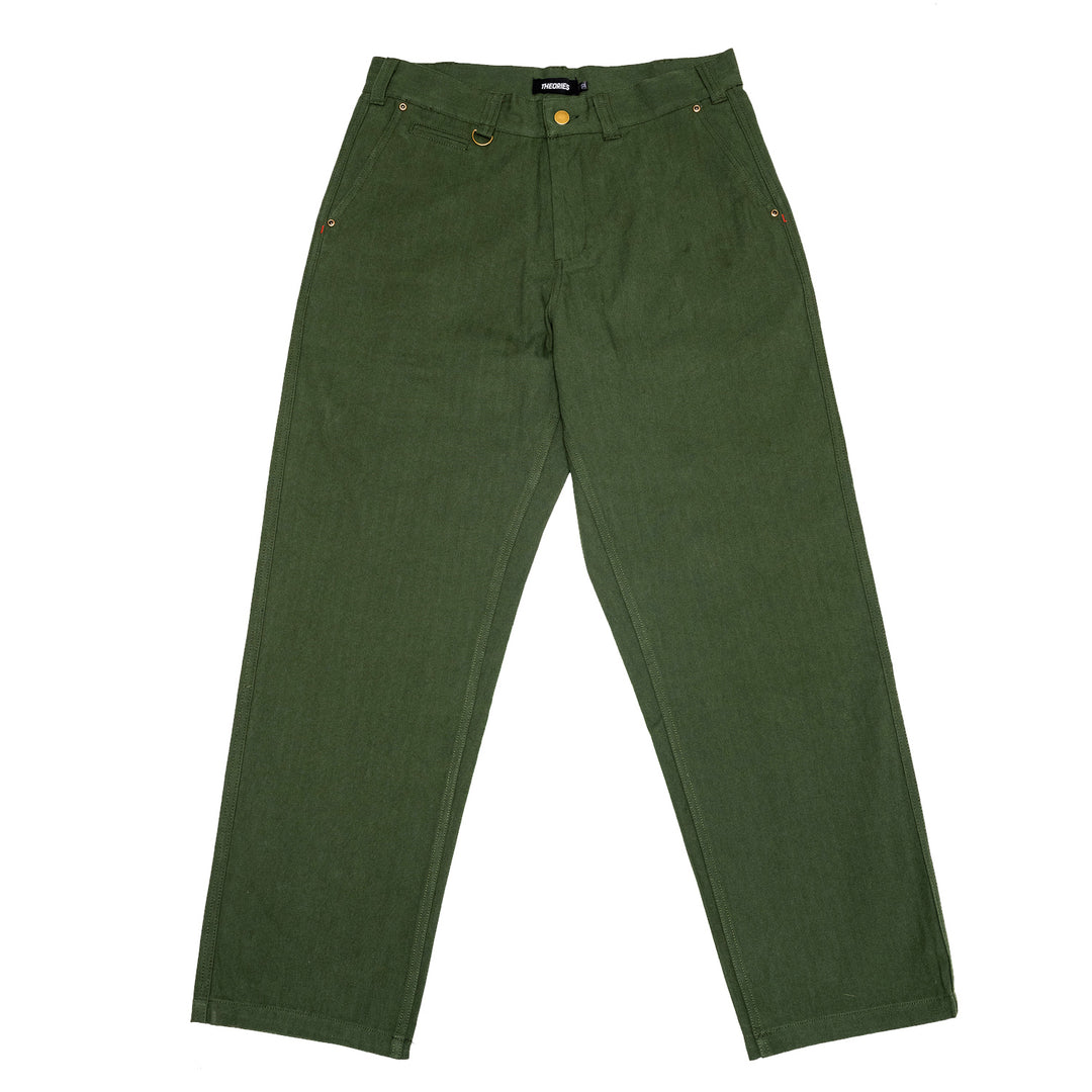THEORIES HERRINGBONE HUNTING TROUSERS DARK GREEN