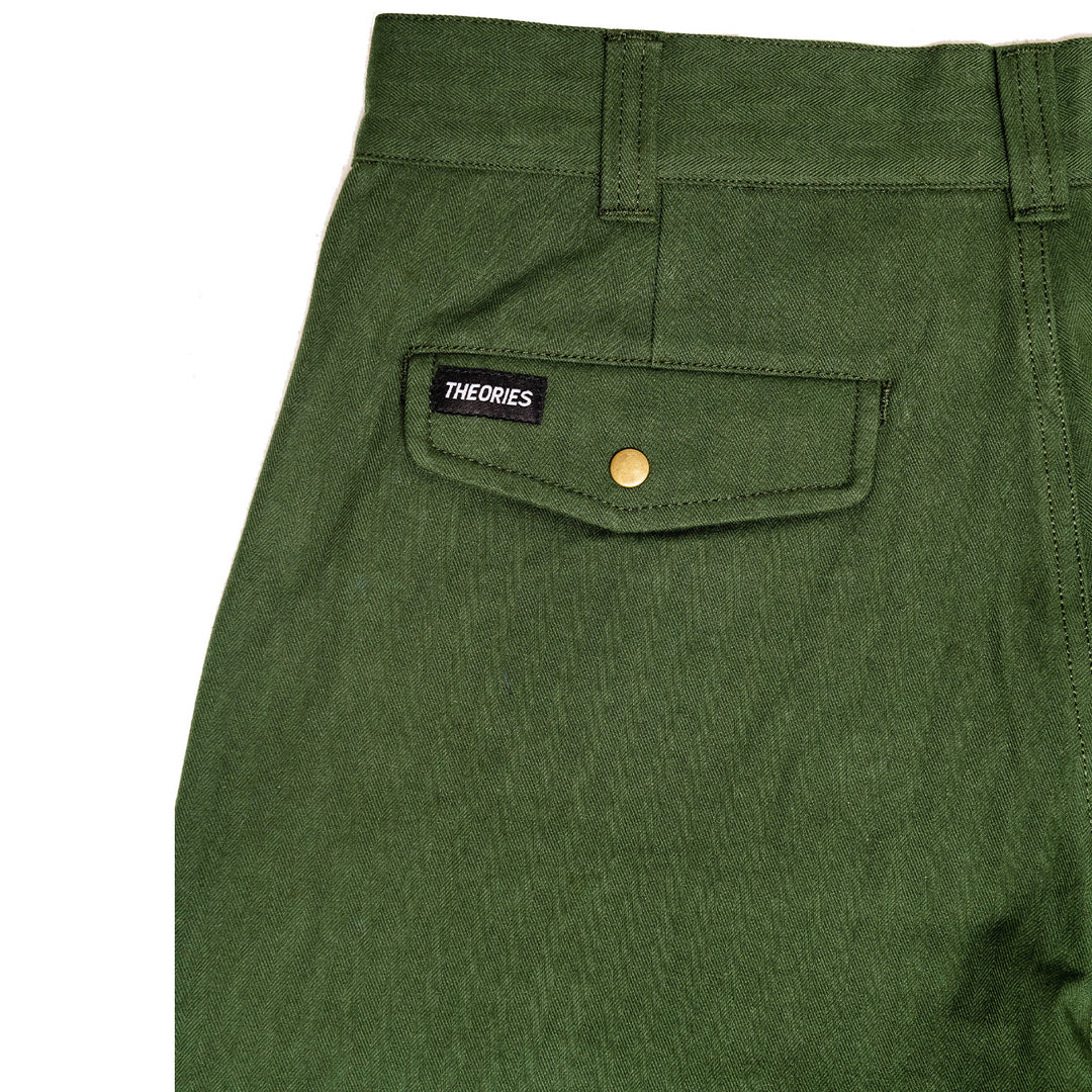 THEORIES HERRINGBONE HUNTING TROUSERS DARK GREEN