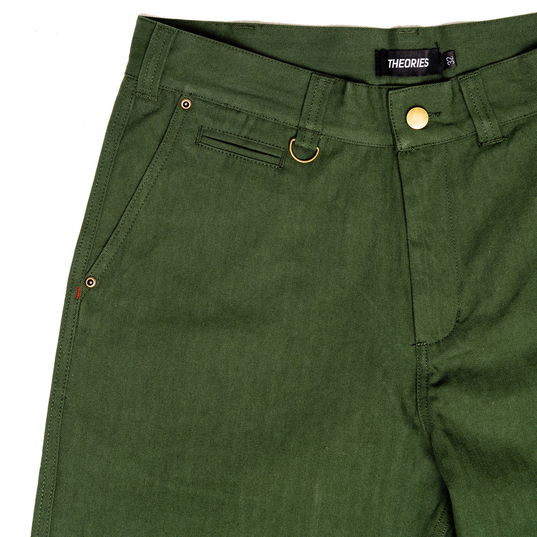THEORIES HERRINGBONE HUNTING TROUSERS DARK GREEN