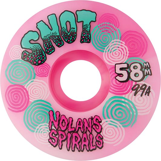 Snot Wheels Houghton Spiral Wide Boys 58mm 99A Pink White Swirl