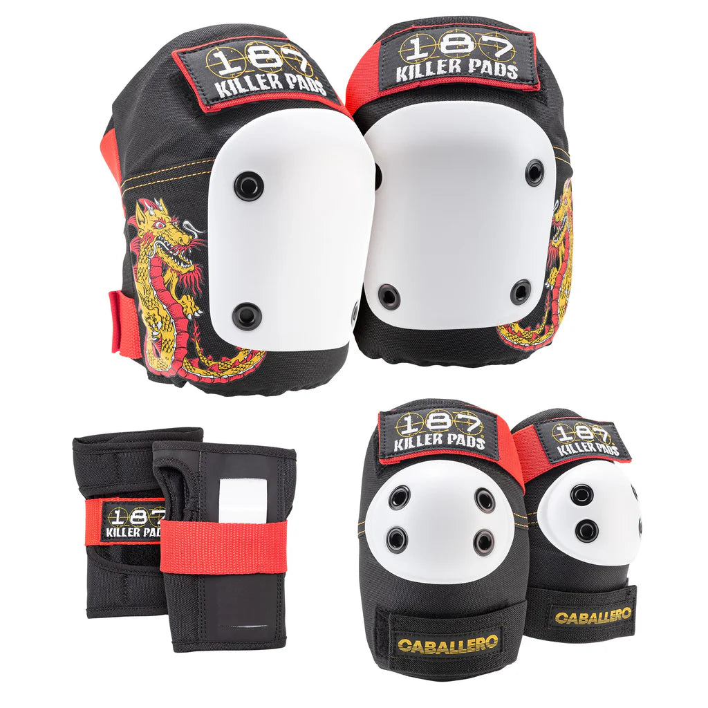 187 Killer Pads 6 Pack Skateboarding Pad Set Caballero Dragon