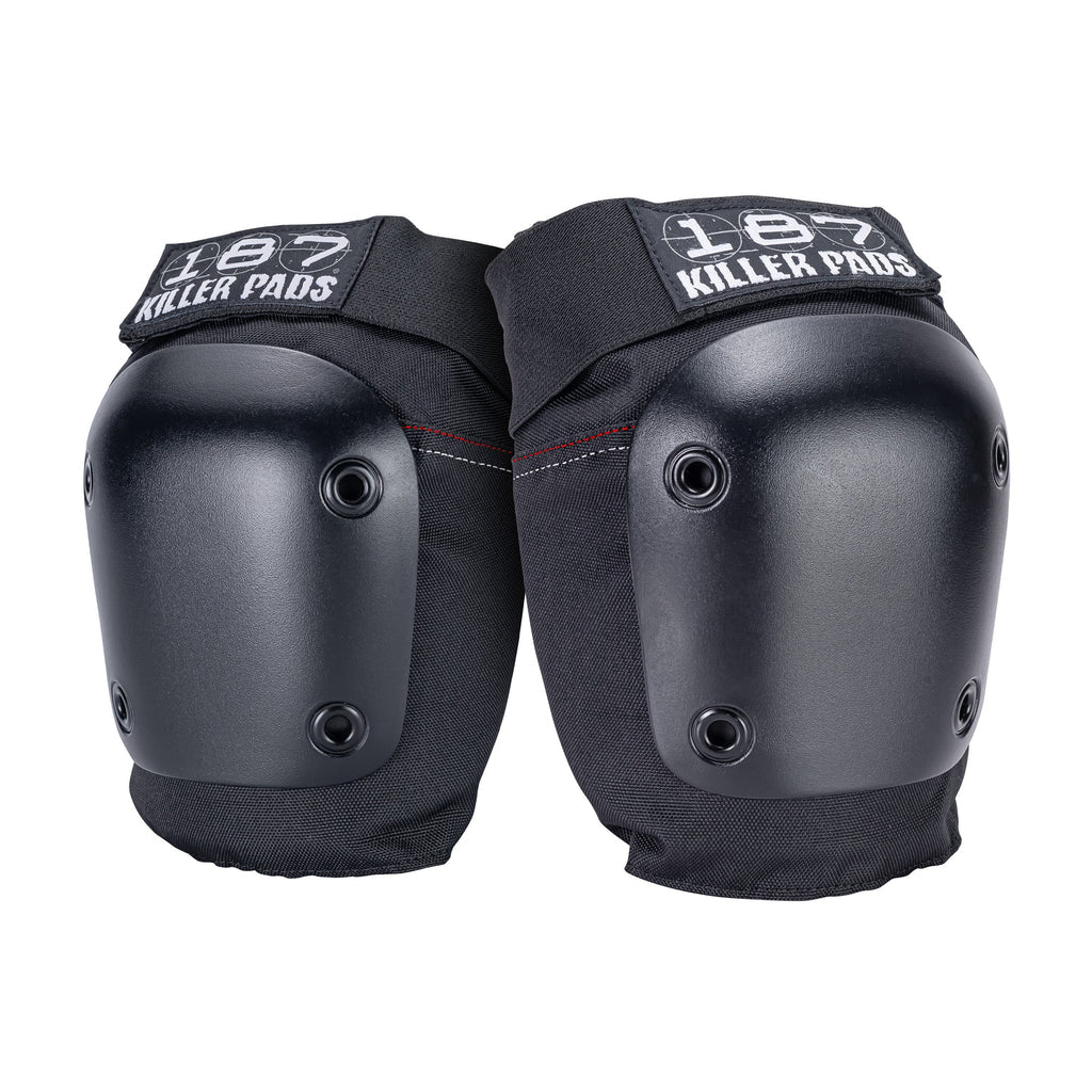 Black knee pads with '187 Killer Pads' branding on a white background