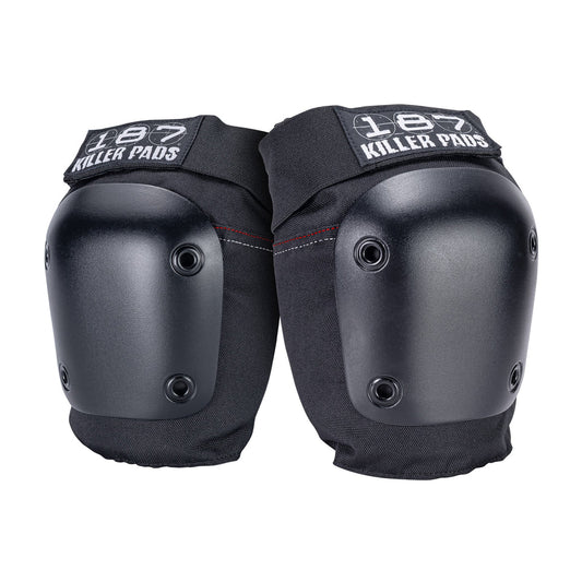 Black knee pads with '187 Killer Pads' branding on a white background