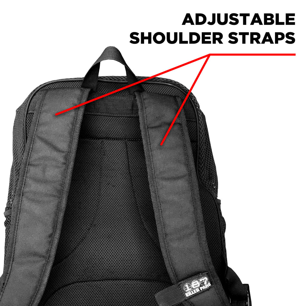 Backpack with adjustable shoulder straps highlighted on a white background