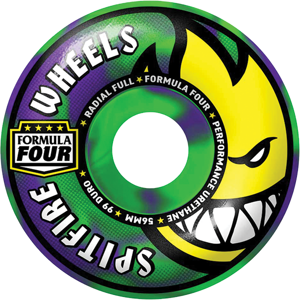 Spitfire Wheels Formula 4 Radial Full 56mm 99A Green Purple Swirl
